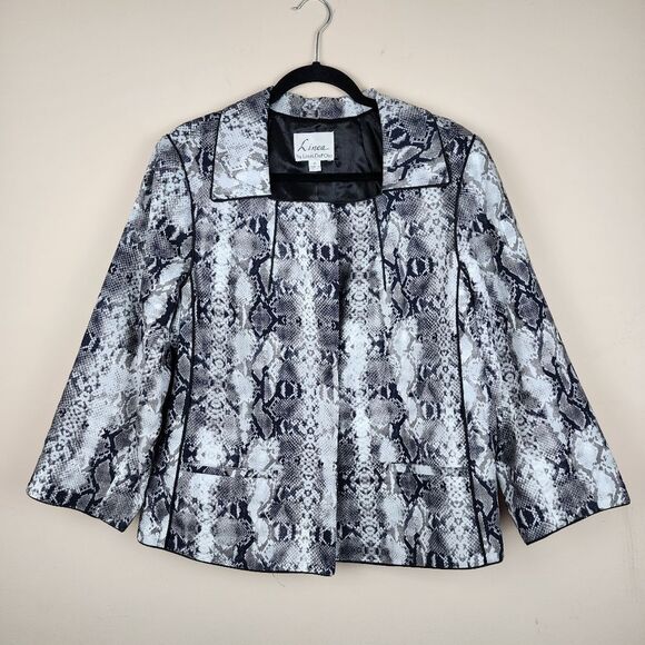 Linea by Louis Dell'Olio Blazer Grey Snakeskin Cotton Jacket Animal Print Sz 1X - Picture 5 of 16